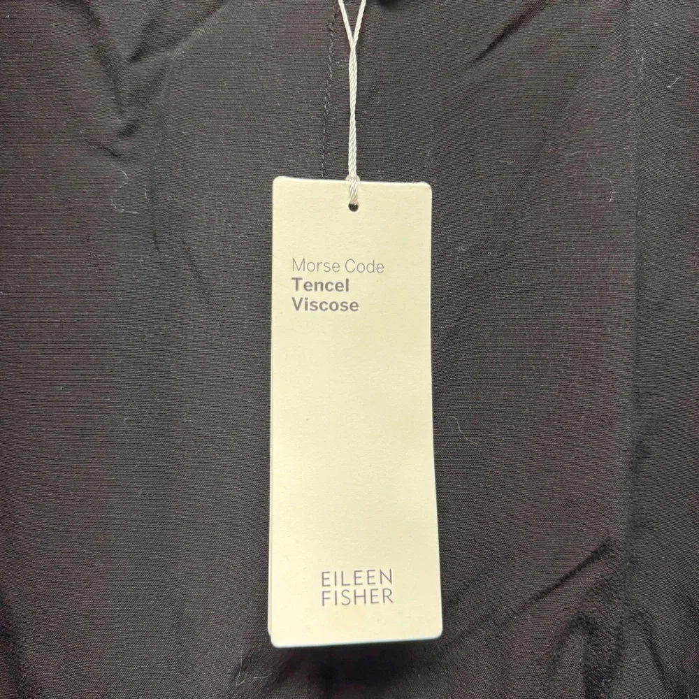 Eileen Fisher Black and White Speck Morse Code Duster Wrap Kimono Cardigan